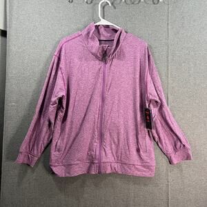Gymwrap Heathered Knit Zip-Up Jacket with Side Pockets Dahlia Heather Large